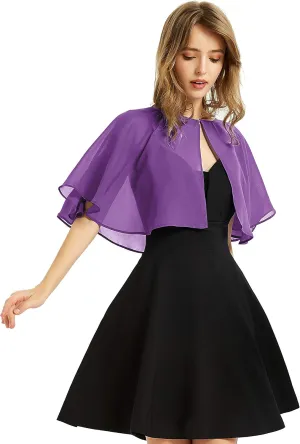 Women's Soft Chiffon Shawl Wraps Shrug for Evening Dress Wedding Cape Bolero Flapper Cover Up