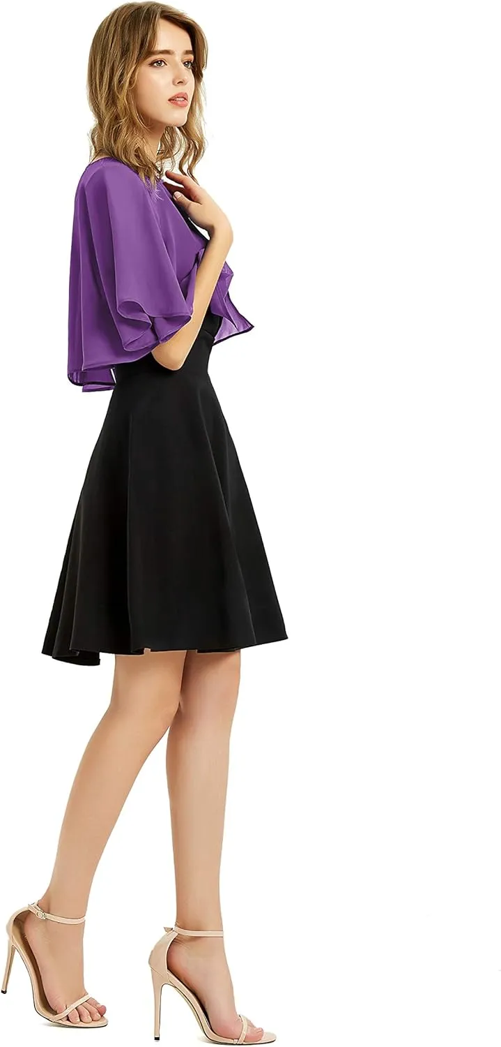 Women's Soft Chiffon Shawl Wraps Shrug for Evening Dress Wedding Cape Bolero Flapper Cover Up