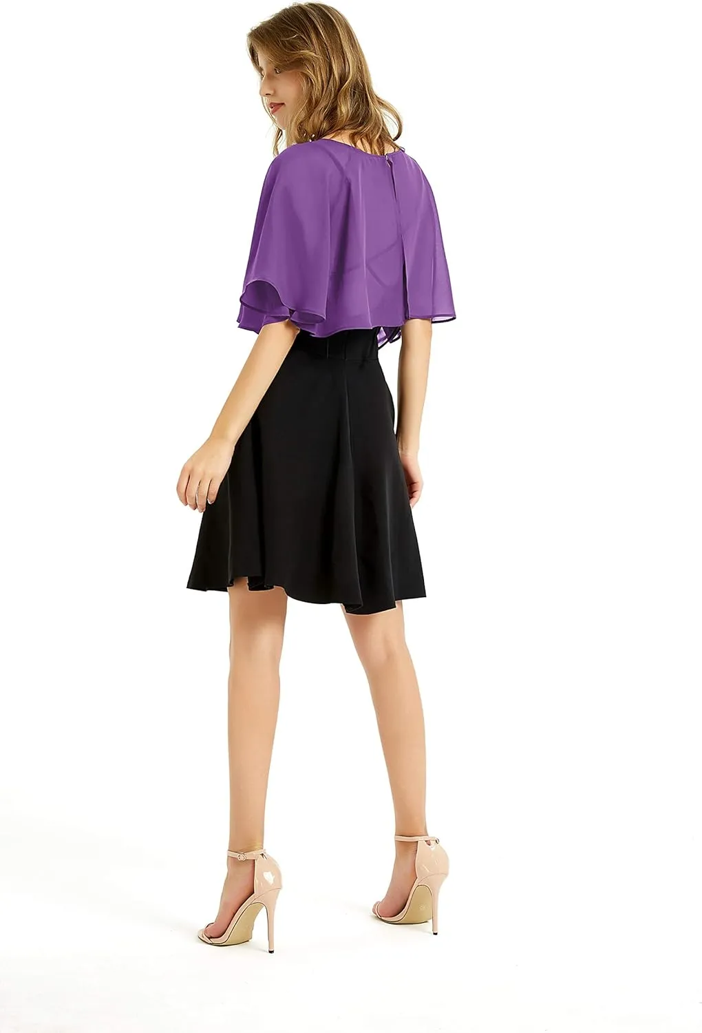 Women's Soft Chiffon Shawl Wraps Shrug for Evening Dress Wedding Cape Bolero Flapper Cover Up