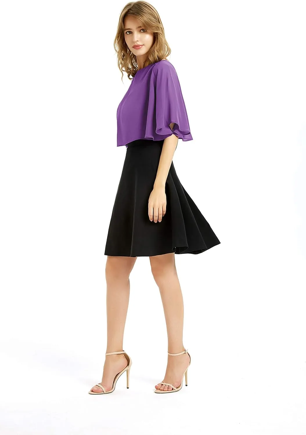 Women's Soft Chiffon Shawl Wraps Shrug for Evening Dress Wedding Cape Bolero Flapper Cover Up