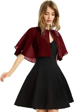 Women's Soft Chiffon Shawl Wraps Shrug for Evening Dress Wedding Cape Bolero Flapper Cover Up
