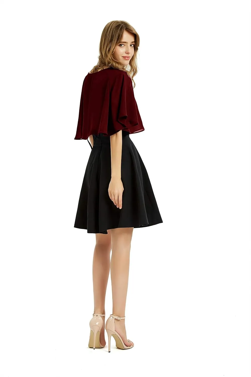 Women's Soft Chiffon Shawl Wraps Shrug for Evening Dress Wedding Cape Bolero Flapper Cover Up