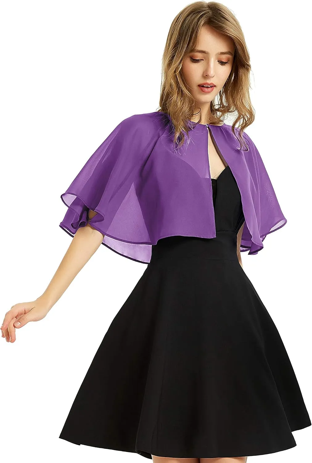 Women's Soft Chiffon Shawl Wraps Shrug for Evening Dress Wedding Cape Bolero Flapper Cover Up
