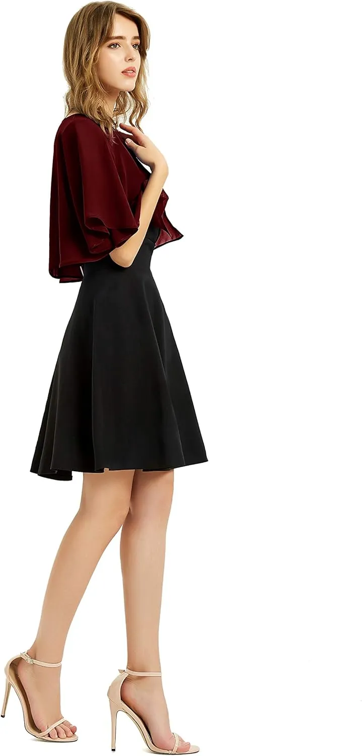 Women's Soft Chiffon Shawl Wraps Shrug for Evening Dress Wedding Cape Bolero Flapper Cover Up