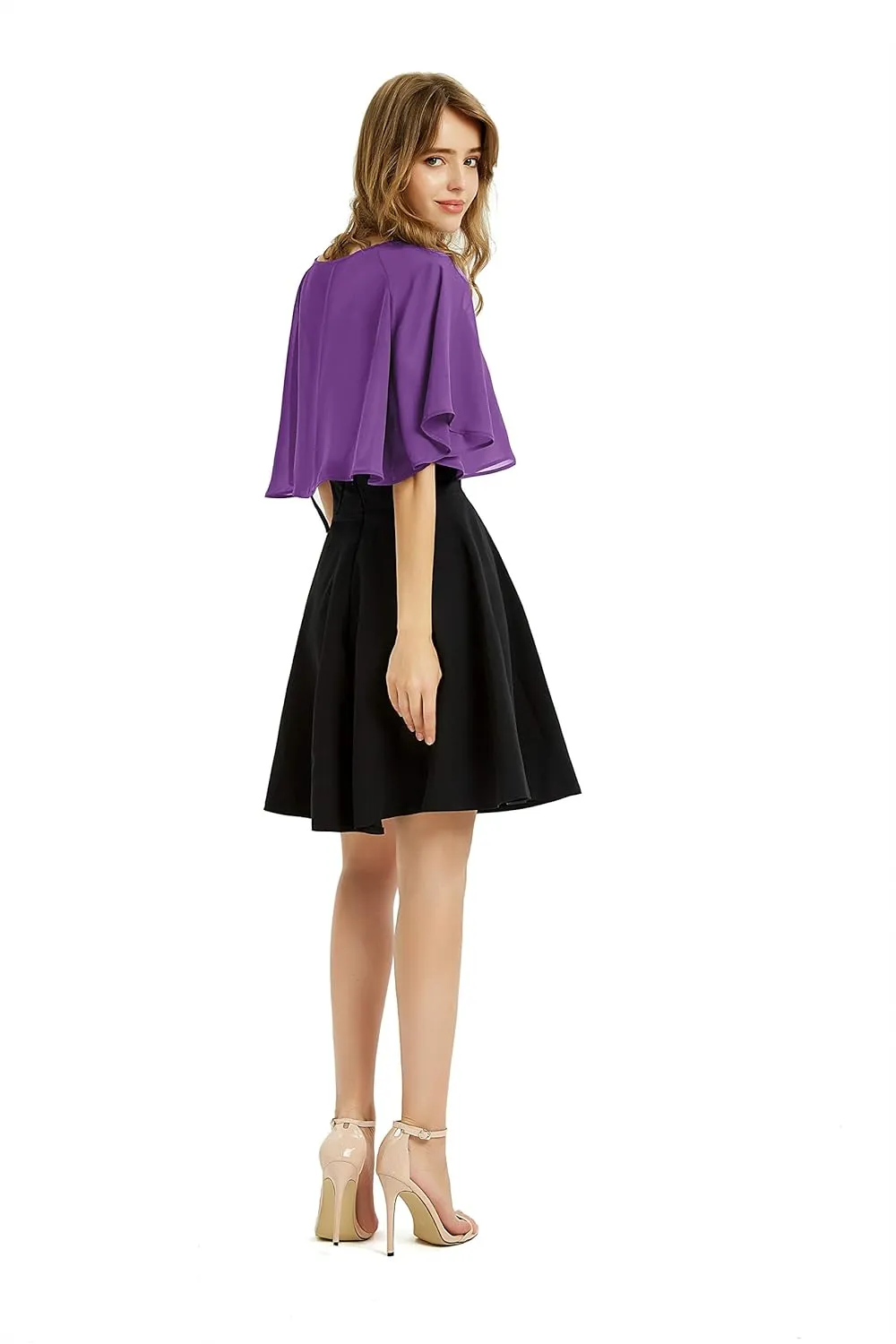 Women's Soft Chiffon Shawl Wraps Shrug for Evening Dress Wedding Cape Bolero Flapper Cover Up