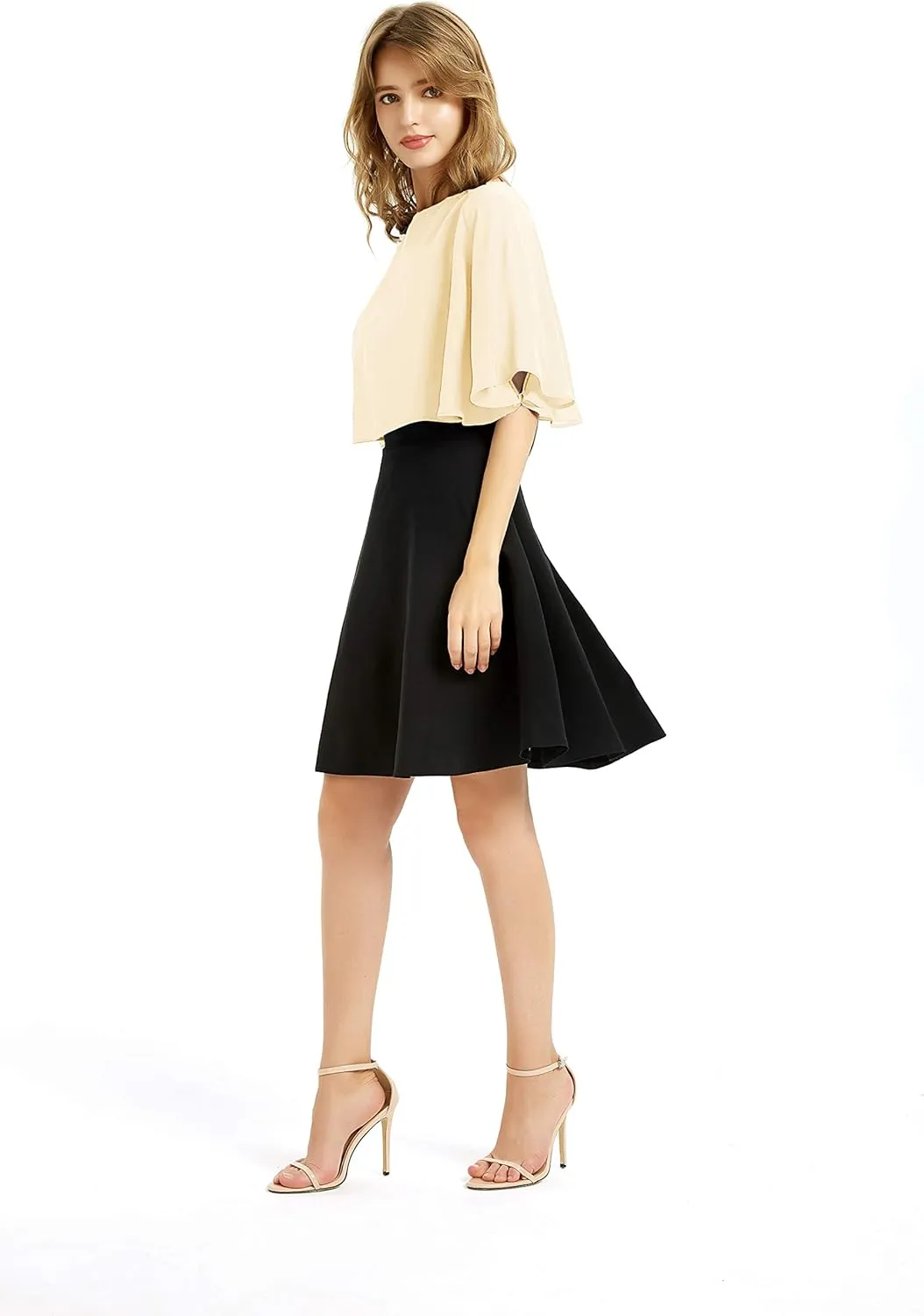 Women's Soft Chiffon Shawl Wraps Shrug for Evening Dress Wedding Cape Bolero Flapper Cover Up