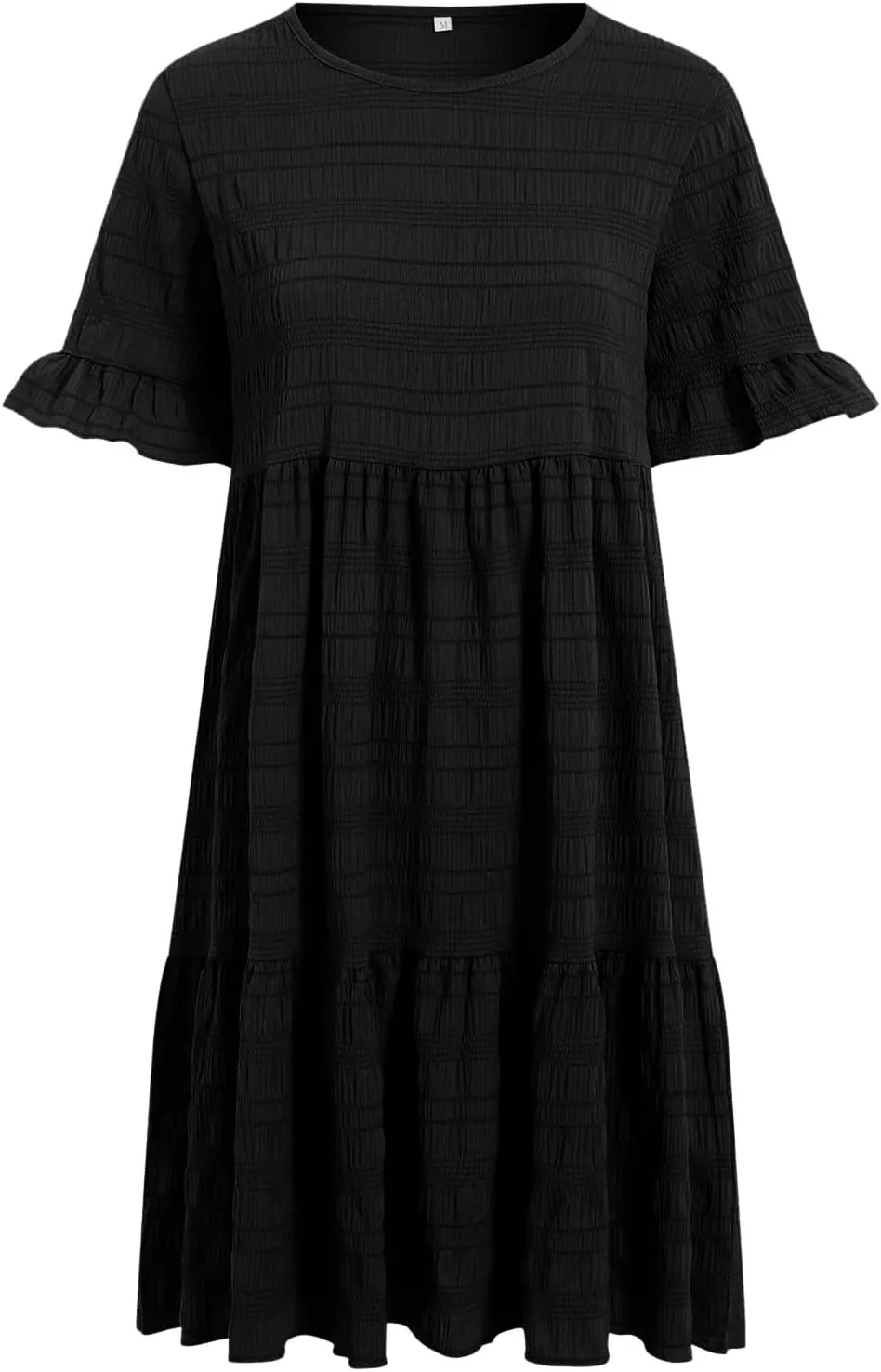 Women's Summer Dresses 2025 Beach Casual Boat Neck Loose Lightweight Soft Sundress Ruffle Short Sleeve Mini Dress