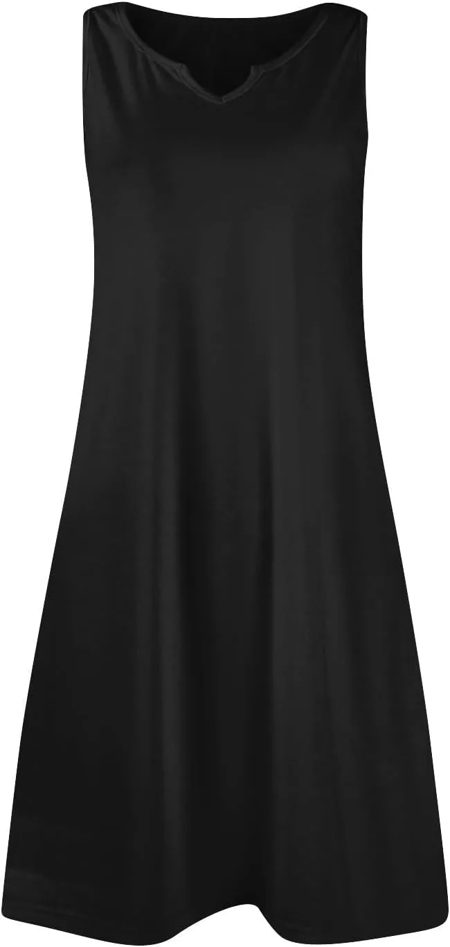 Womens Summer Dresses 2025 Casual V Neck Sleeveless Sundress Fashion Beach Print Dresses Elegant Vacation Mini-Dress