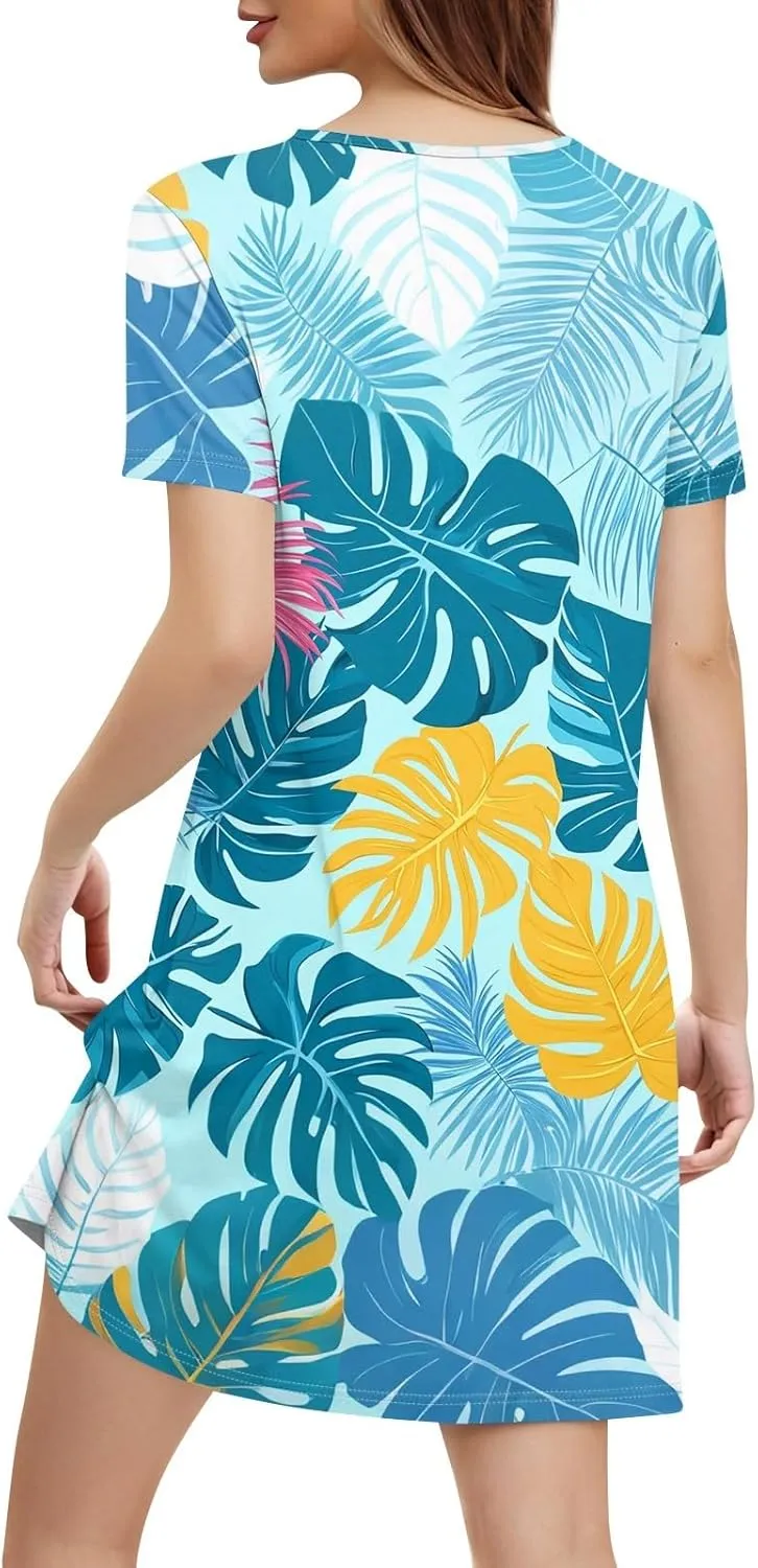 Womens Summer Dresses 2025 Loose V Neck Sleeveless Sundresses Swimsuit Coverup with Pockets Floral/Plain/Eyelet