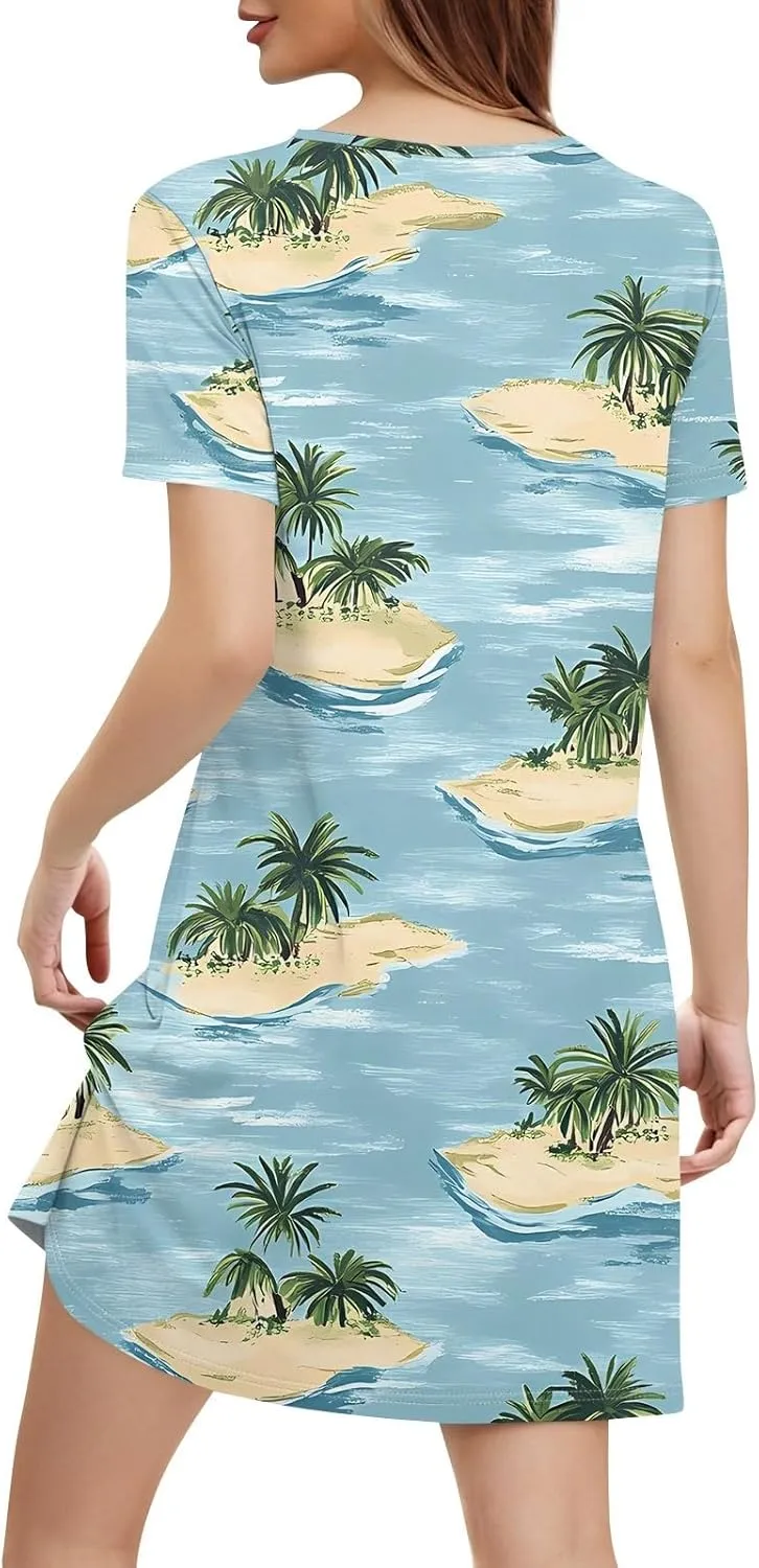 Womens Summer Dresses 2025 Loose V Neck Sleeveless Sundresses Swimsuit Coverup with Pockets Floral/Plain/Eyelet