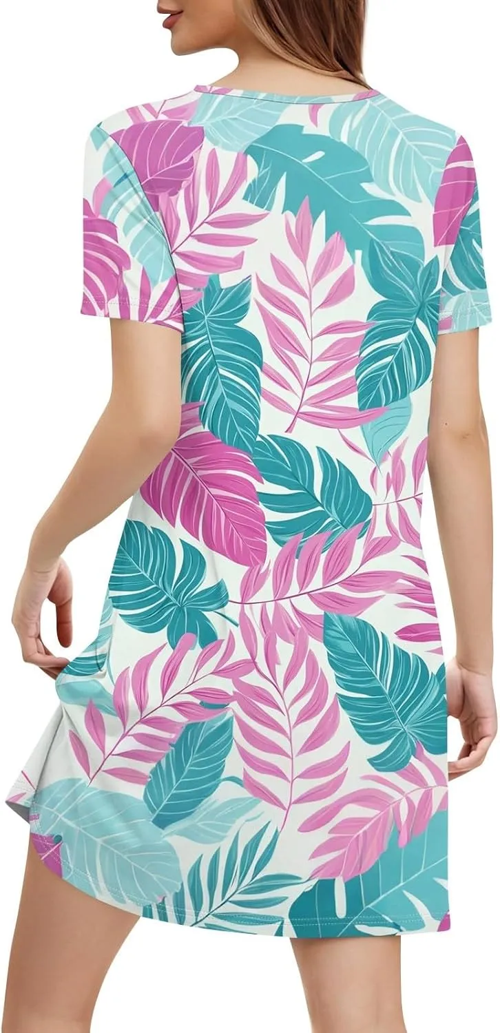 Womens Summer Dresses 2025 Loose V Neck Sleeveless Sundresses Swimsuit Coverup with Pockets Floral/Plain/Eyelet