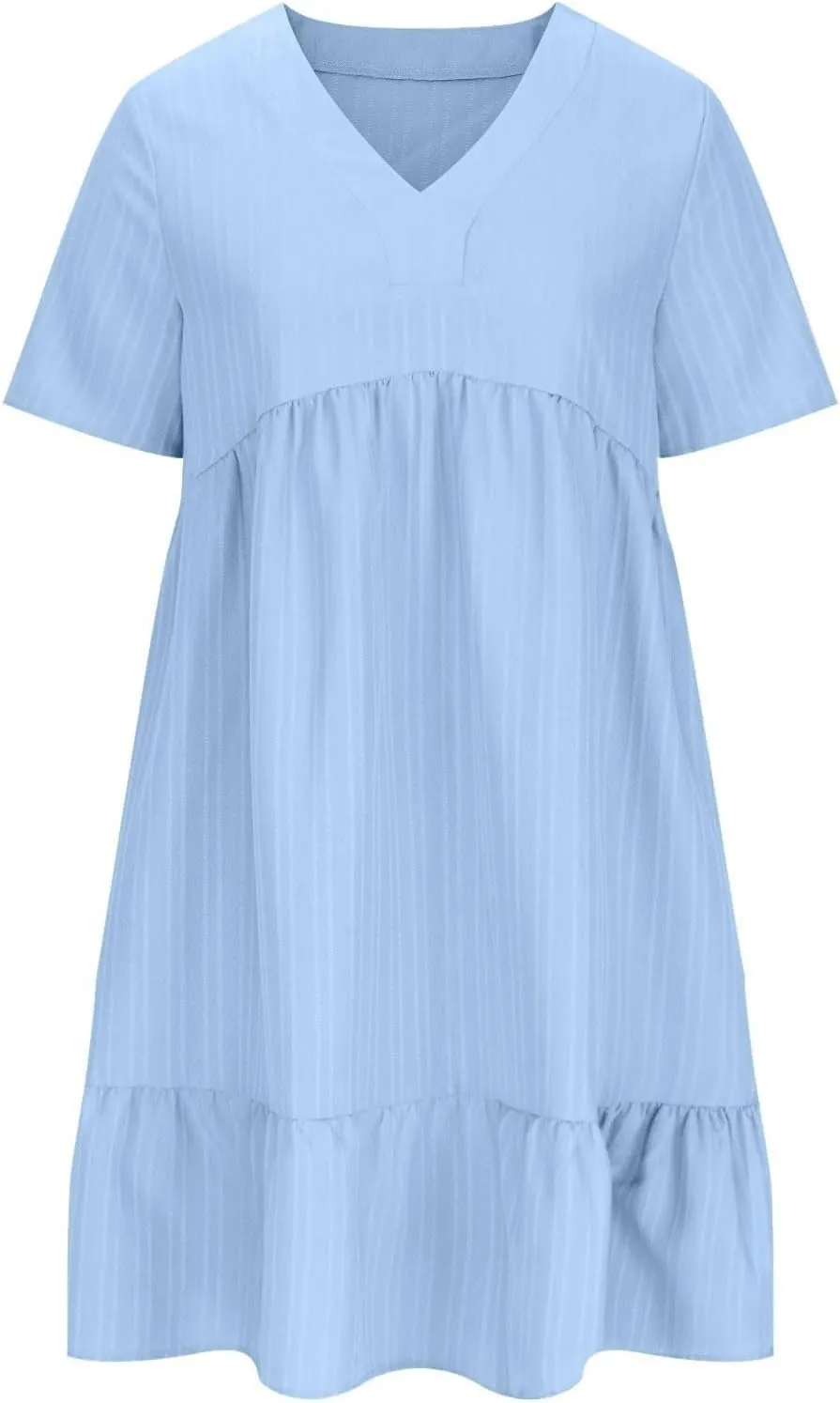 Womens Summer Dresses 2025 Spring Maxi Dresses Vacation Casual Tshirt Eyelet Linen Modest