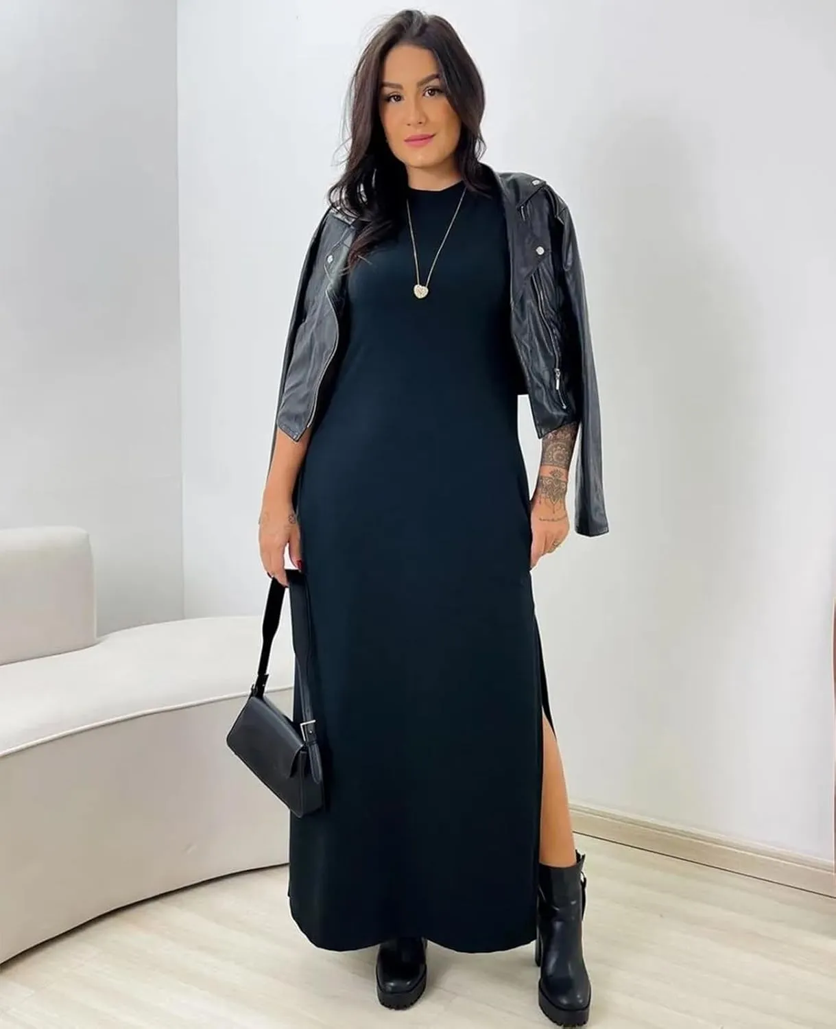 Women's Summer Maxi Dress Casual Round Neck Loose Slit Sundress Beach Vacation Long Dresses with Pockets for 2025