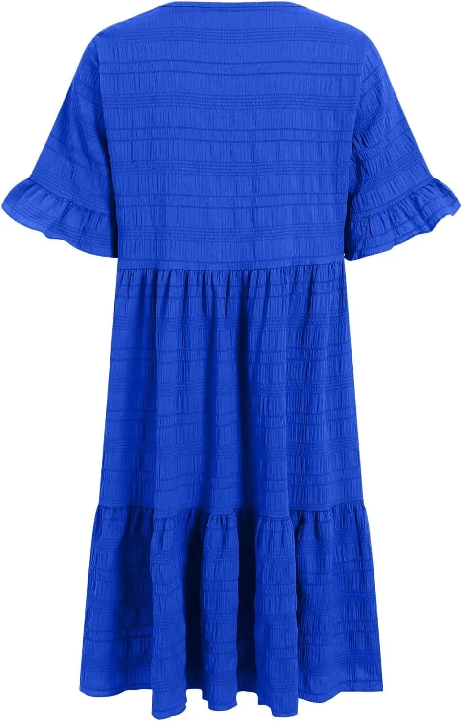 Womens Summer Ruffle Sleeve Mini Dress Crew Neck A Line Lightweight Soft Solid Casual Baby Dolls Short Dresses