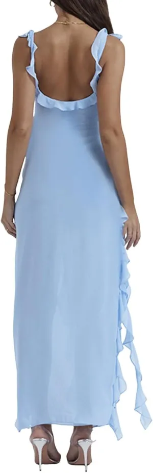 Women's Trendy Summer Casual 2025 Sun Dresses Side Split Sexy Western Spring Summer Sundresses Modest Beach Camisole
