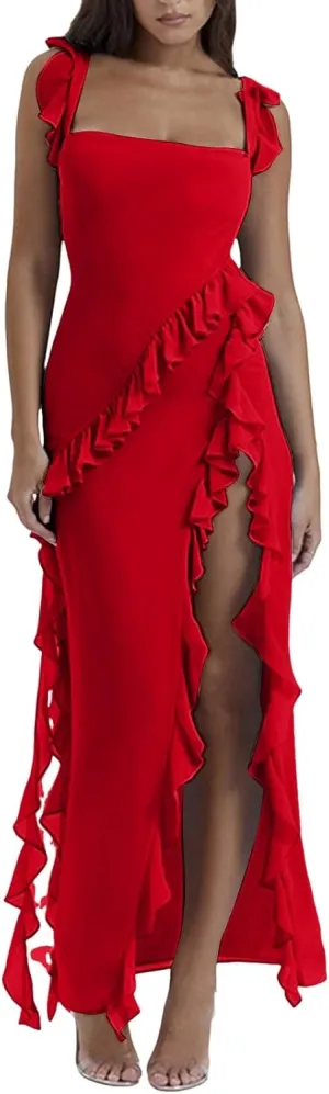 Women's Trendy Summer Casual 2025 Sun Dresses Side Split Sexy Western Spring Summer Sundresses Modest Beach Camisole
