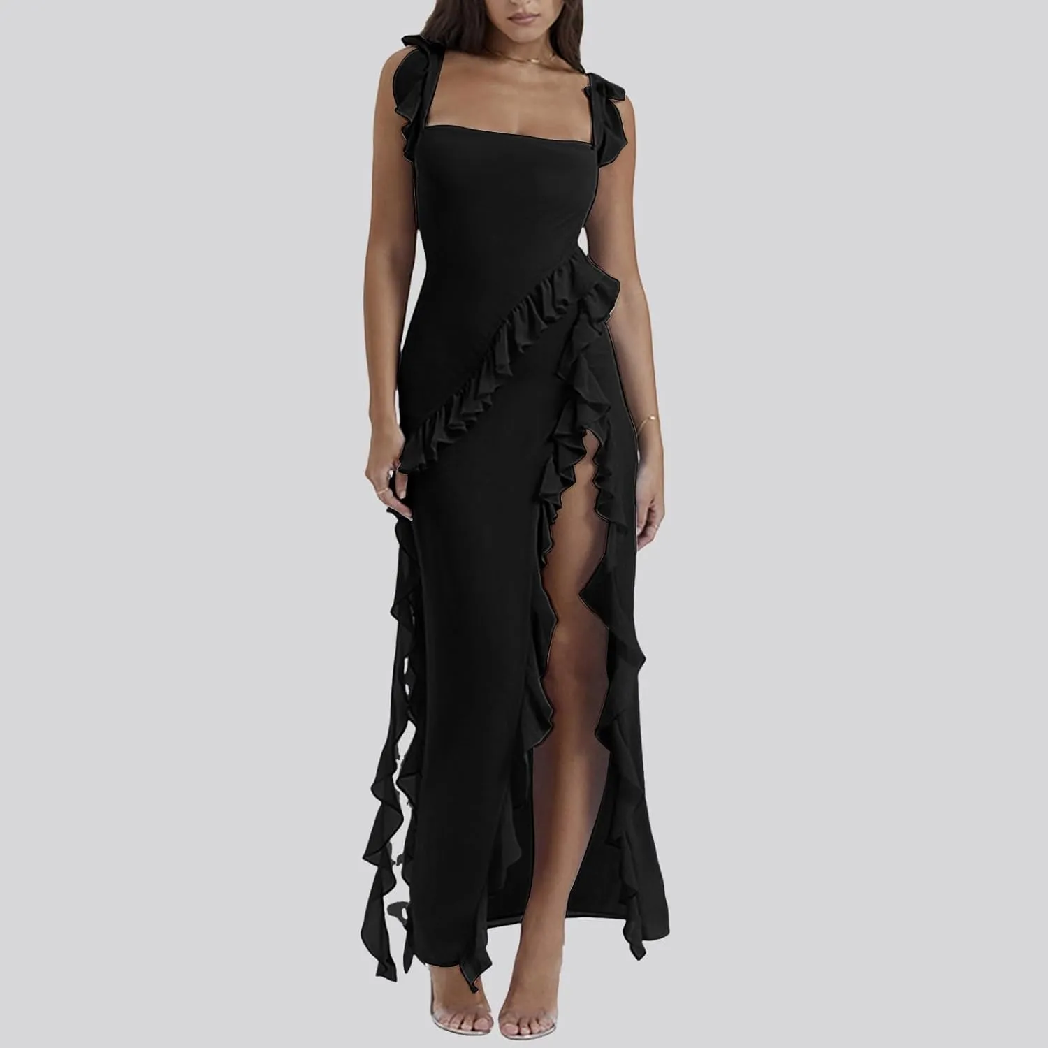 Women's Trendy Summer Casual 2025 Sun Dresses Side Split Sexy Western Spring Summer Sundresses Modest Beach Camisole