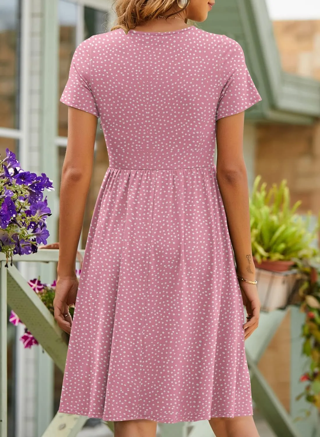 YATHON Fall Dresses for Women 2023 with Sleeves Cotton V Neck Button Down A Line Casual Dress Pockets