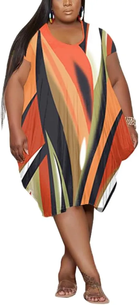 YeGine Oversize Tshirt Dress for Women Casual Plus Size Short Sleeves Midi Tunic Dresses with Pockets