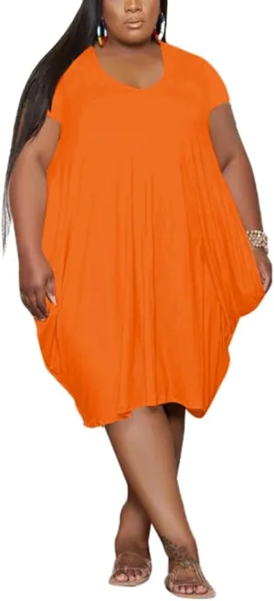 YeGine Oversize Tshirt Dress for Women Casual Plus Size Short Sleeves Midi Tunic Dresses with Pockets