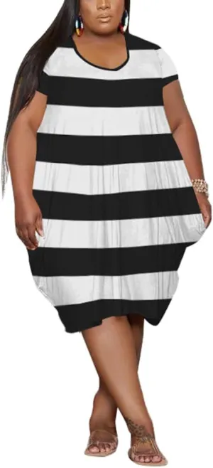 YeGine Oversize Tshirt Dress for Women Casual Plus Size Short Sleeves Midi Tunic Dresses with Pockets