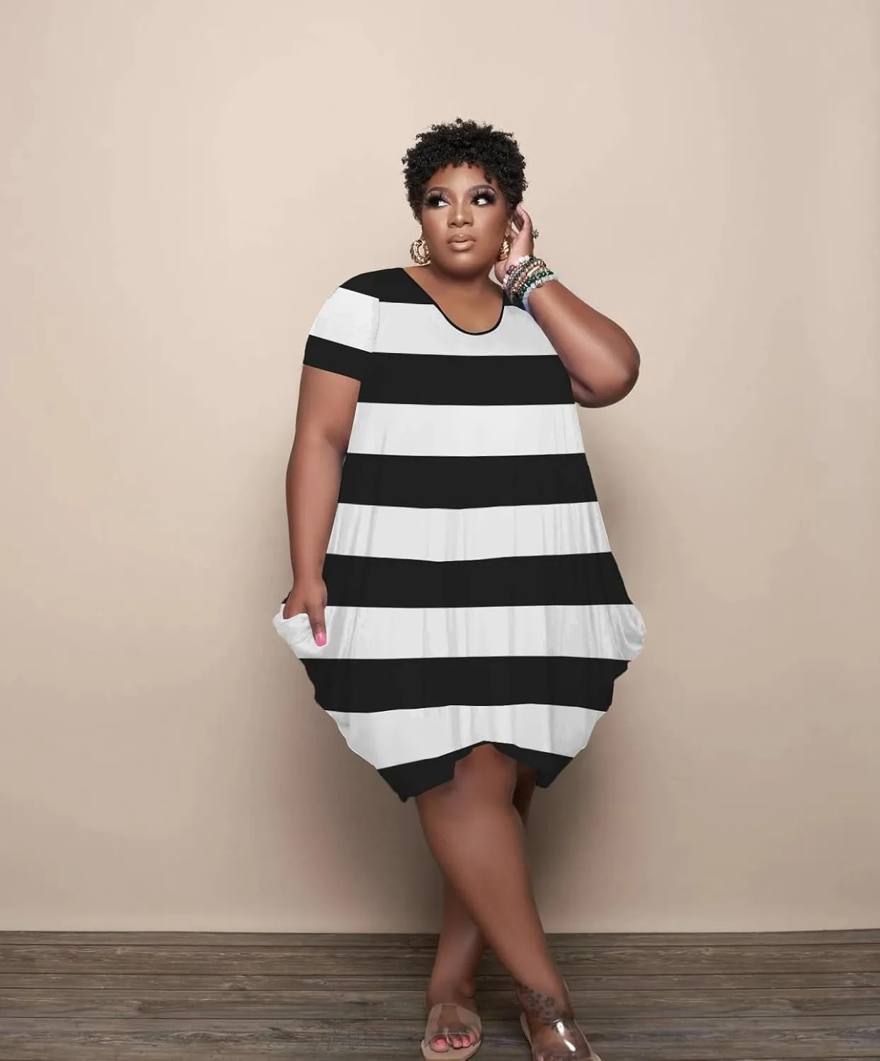 YeGine Oversize Tshirt Dress for Women Casual Plus Size Short Sleeves Midi Tunic Dresses with Pockets
