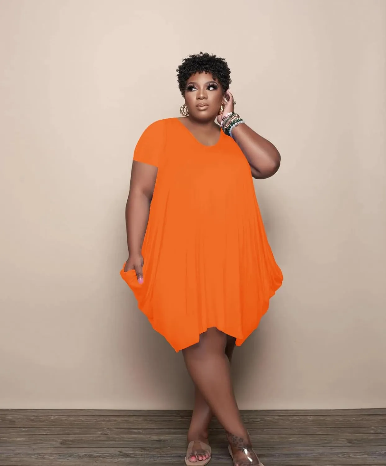 YeGine Oversize Tshirt Dress for Women Casual Plus Size Short Sleeves Midi Tunic Dresses with Pockets