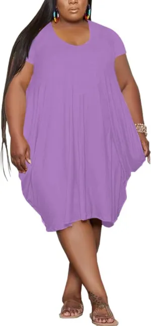 YeGine Oversize Tshirt Dress for Women Casual Plus Size Short Sleeves Midi Tunic Dresses with Pockets