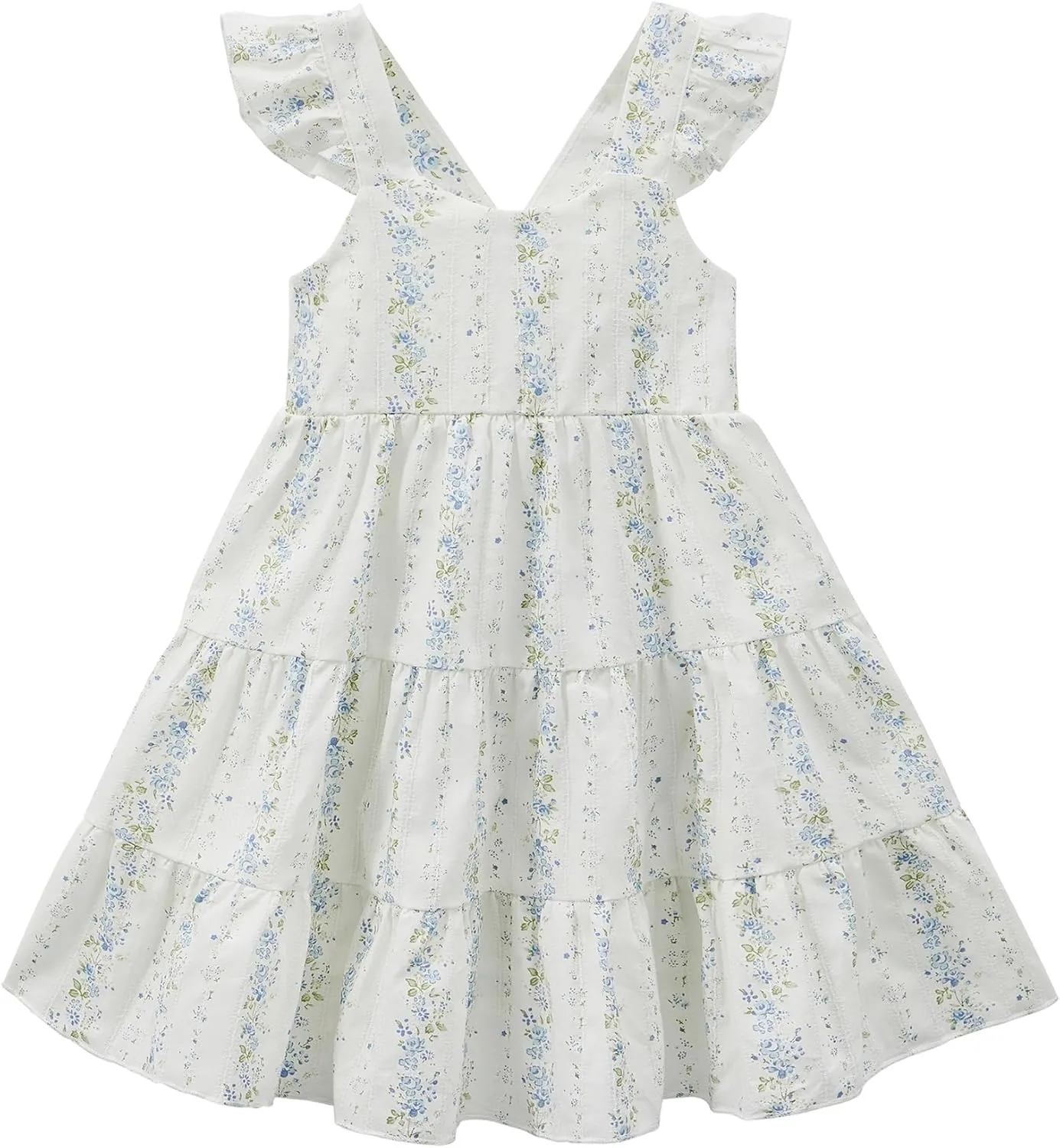 Zando Toddler Dress for Girls Ruffle Sleeveless Baby Girl Clothes Flower Summer Beach Sundress Baby Girl Dress 1-4T