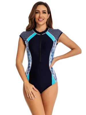 Zip Front Women One Piece Surf Bathing Suits